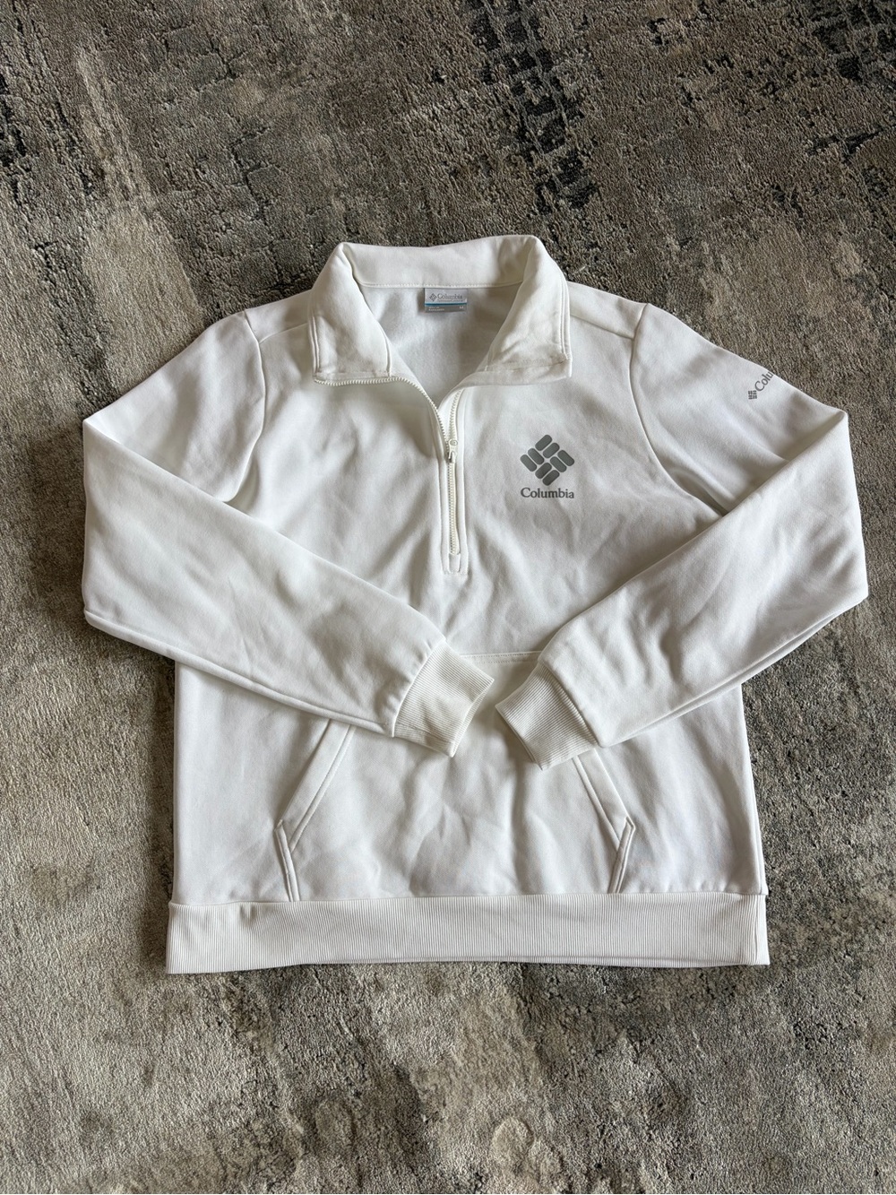 Columbia Women’s White Quarter Zip Pullover Sweatshirt Fleece Lined Size Medium